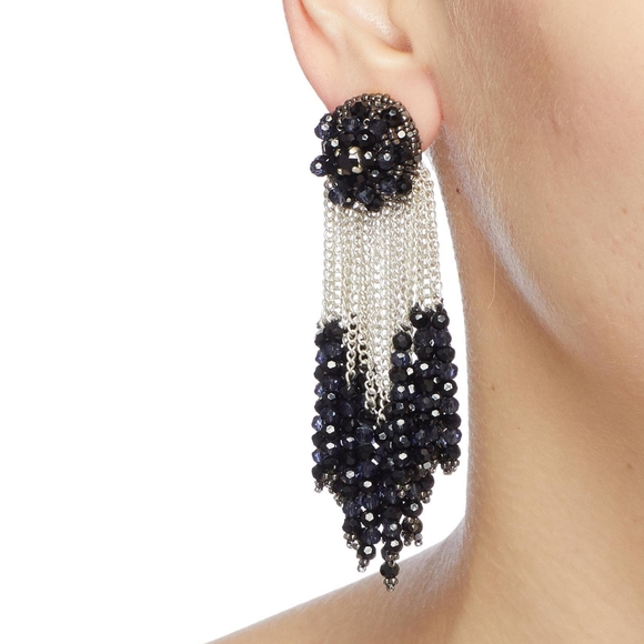 Oscar de la Renta Jewelry - SOLD Oscar de la Renta black beaded clip earrings